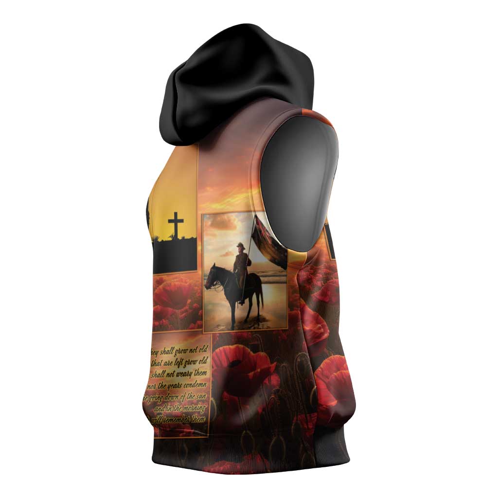 ANZAC Day Film Reel Lest We Forget Sleeveless Hoodie Australia NZ Memorial