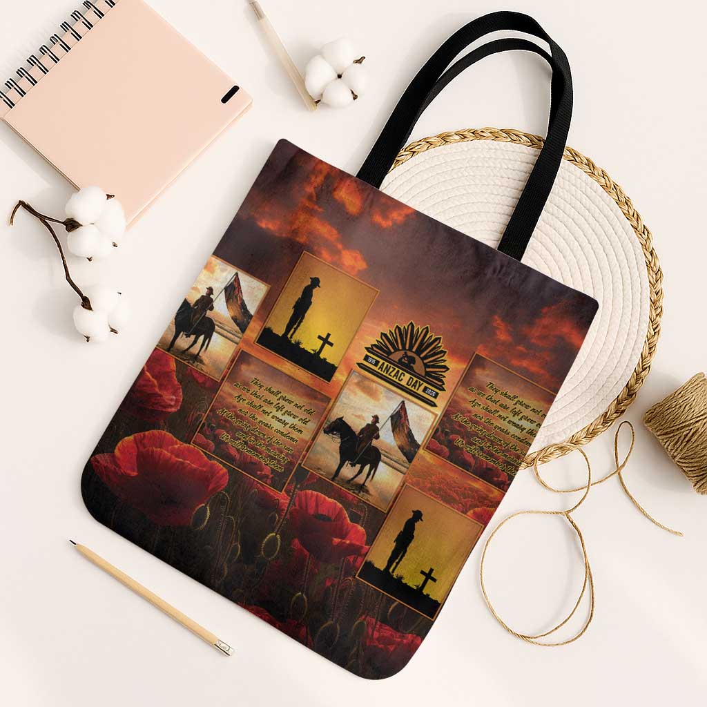ANZAC Day Film Reel Lest We Forget Tote Bag Australia NZ Memorial LT9 Black Strap One Size Red - Polynesian Pride