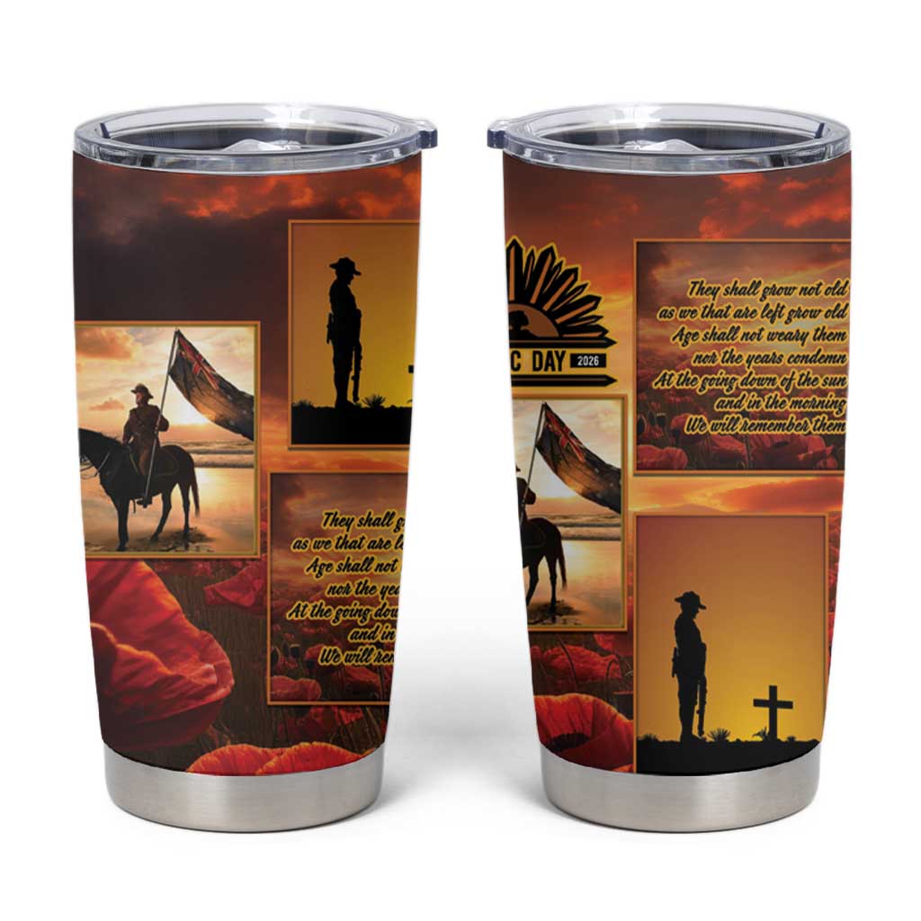 ANZAC Day Film Reel Lest We Forget Tumbler Cup Australia NZ Memorial LT9 Red - Polynesian Pride