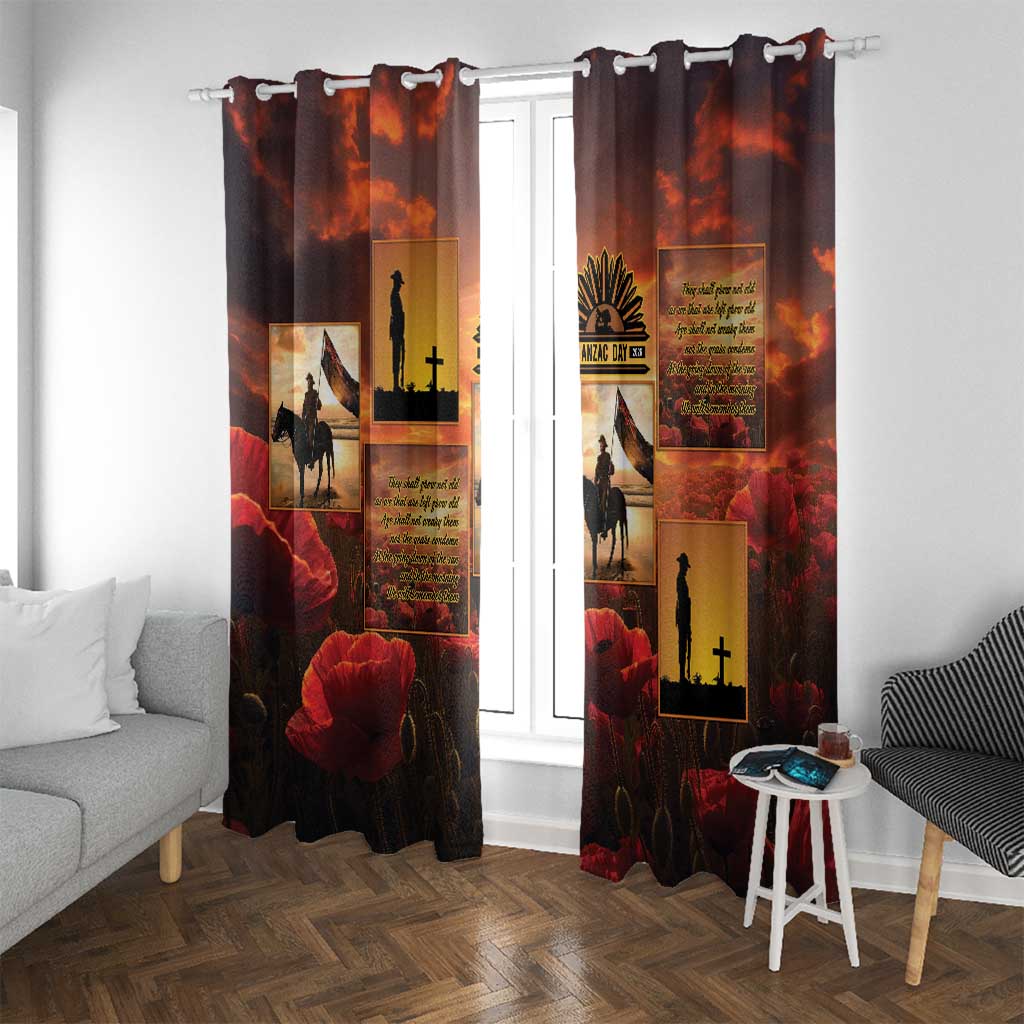 ANZAC Day Film Reel Lest We Forget Window Curtain Australia NZ Memorial LT9 With Grommets Red - Polynesian Pride