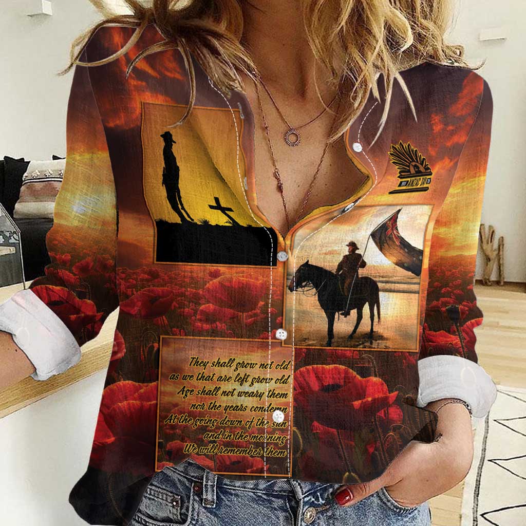 ANZAC Day Film Reel Lest We Forget Women Casual Shirt Australia NZ Memorial