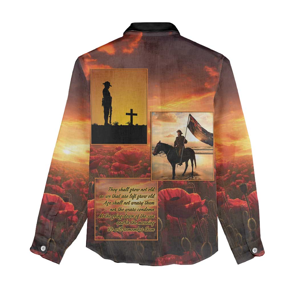 ANZAC Day Film Reel Lest We Forget Women Casual Shirt Australia NZ Memorial