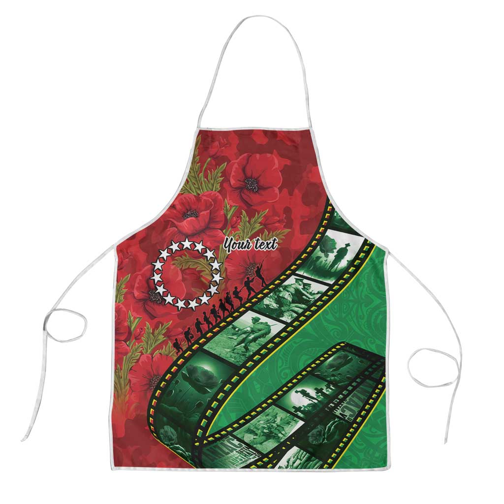 Personalised Cook Islands ANZAC 1915-2026 Filmstrip Apron Lest We Forget 25 April LT9 Green - Polynesian Pride