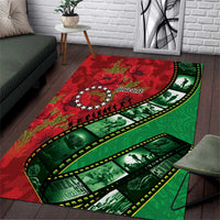 Personalised Cook Islands ANZAC 1915-2026 Filmstrip Area Rug Lest We Forget 25 April LT9 Green - Polynesian Pride