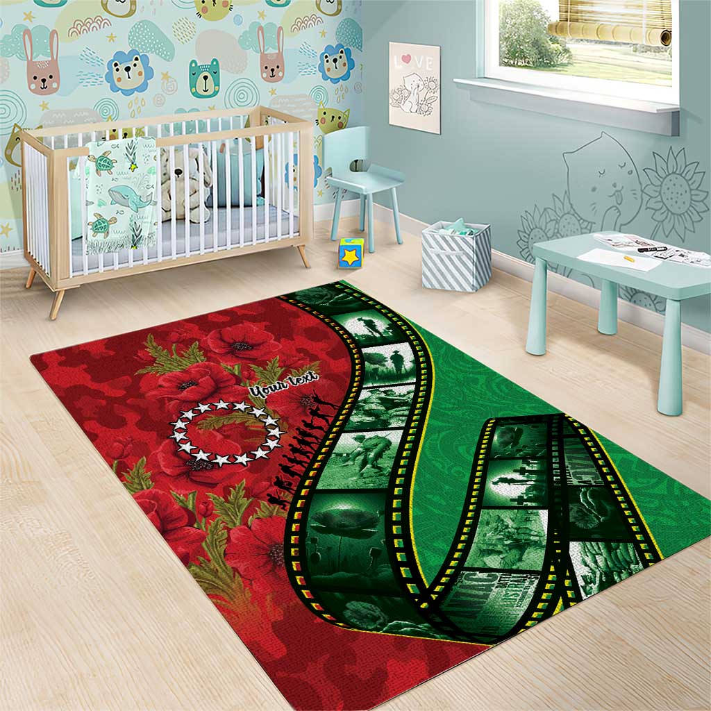 Personalised Cook Islands ANZAC 1915-2026 Filmstrip Area Rug Lest We Forget 25 April LT9 - Polynesian Pride
