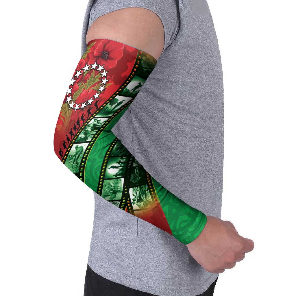 Personalised Cook Islands ANZAC 1915-2026 Filmstrip Arm Sleeves Lest We Forget 25 April LT9 - Polynesian Pride