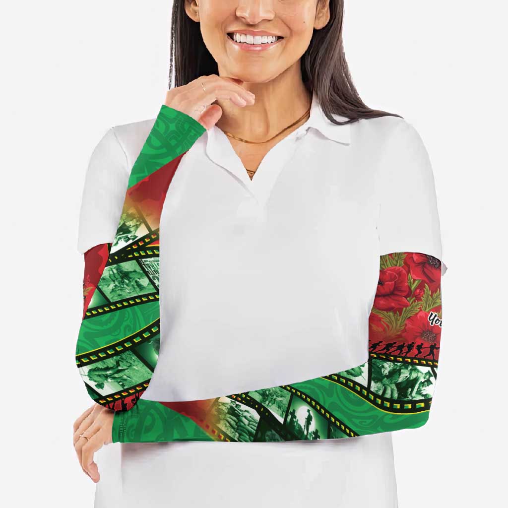 Personalised Cook Islands ANZAC 1915-2026 Filmstrip Arm Sleeves Lest We Forget 25 April LT9 - Polynesian Pride