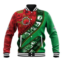 Personalised Cook Islands ANZAC 1915-2026 Filmstrip Baseball Jacket Lest We Forget 25 April LT9 Unisex Green - Polynesian Pride