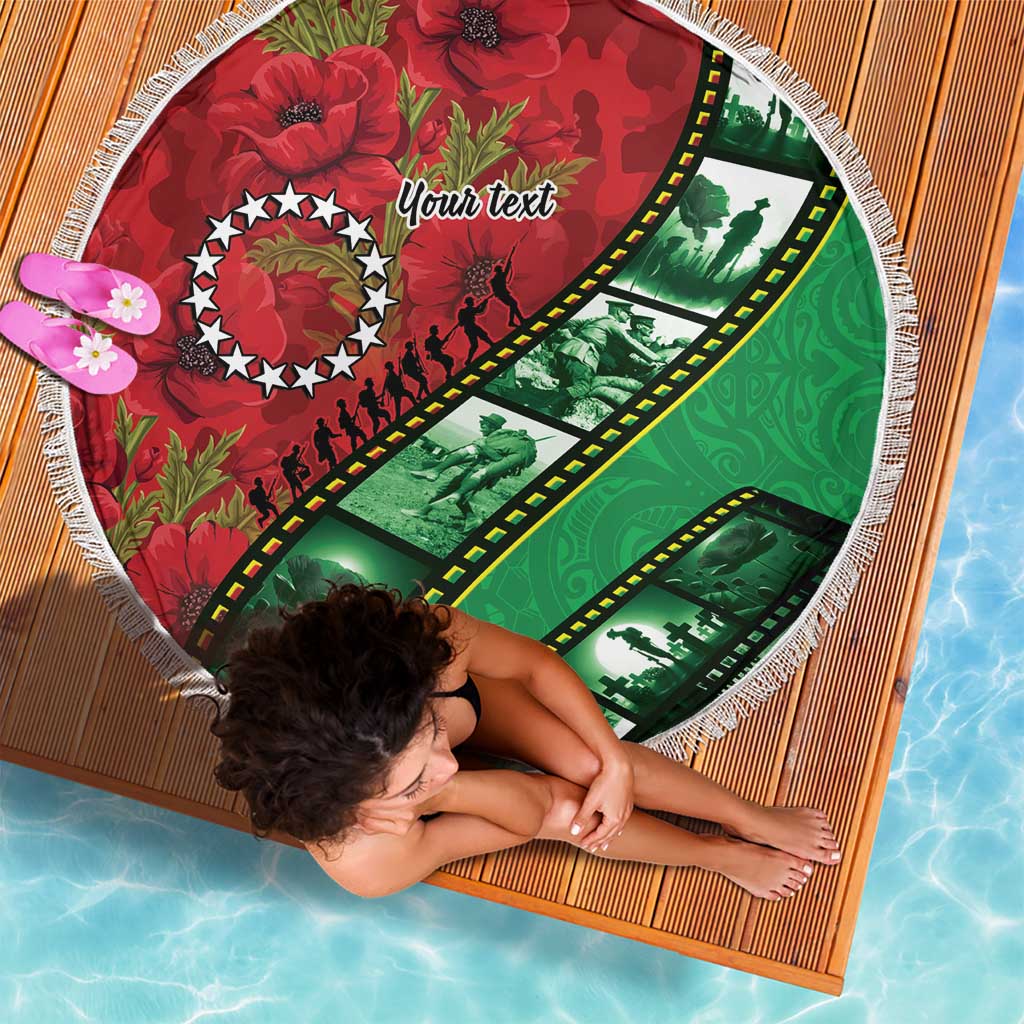 Personalised Cook Islands ANZAC 1915-2026 Filmstrip Beach Blanket Lest We Forget 25 April LT9 - Polynesian Pride