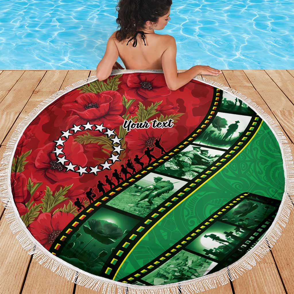Personalised Cook Islands ANZAC 1915-2026 Filmstrip Beach Blanket Lest We Forget 25 April LT9 - Polynesian Pride
