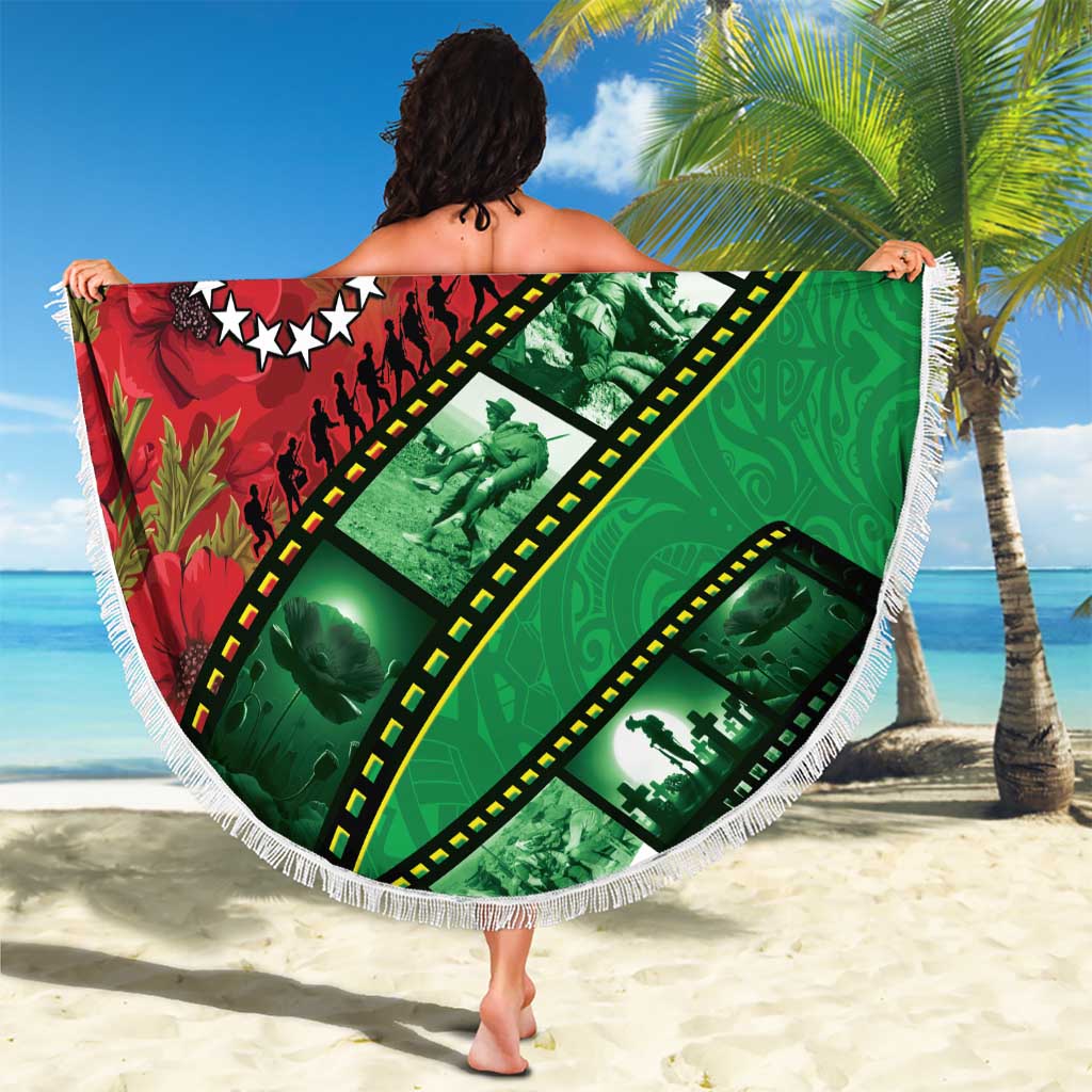Personalised Cook Islands ANZAC 1915-2026 Filmstrip Beach Blanket Lest We Forget 25 April LT9 - Polynesian Pride