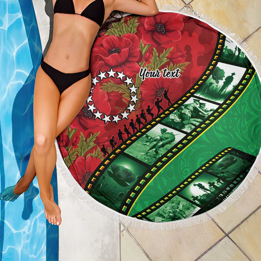Personalised Cook Islands ANZAC 1915-2026 Filmstrip Beach Blanket Lest We Forget 25 April LT9 - Polynesian Pride