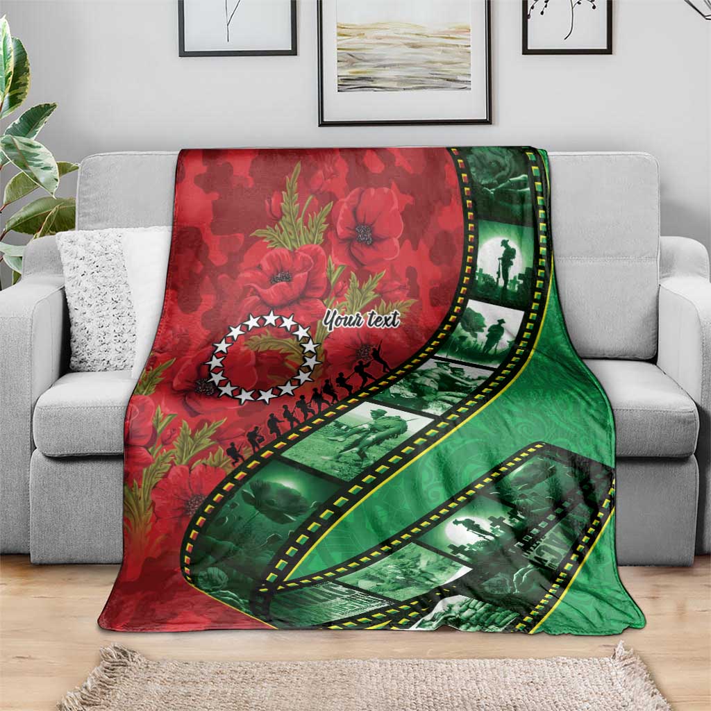Personalised Cook Islands ANZAC 1915-2026 Filmstrip Blanket Lest We Forget 25 April LT9 - Polynesian Pride