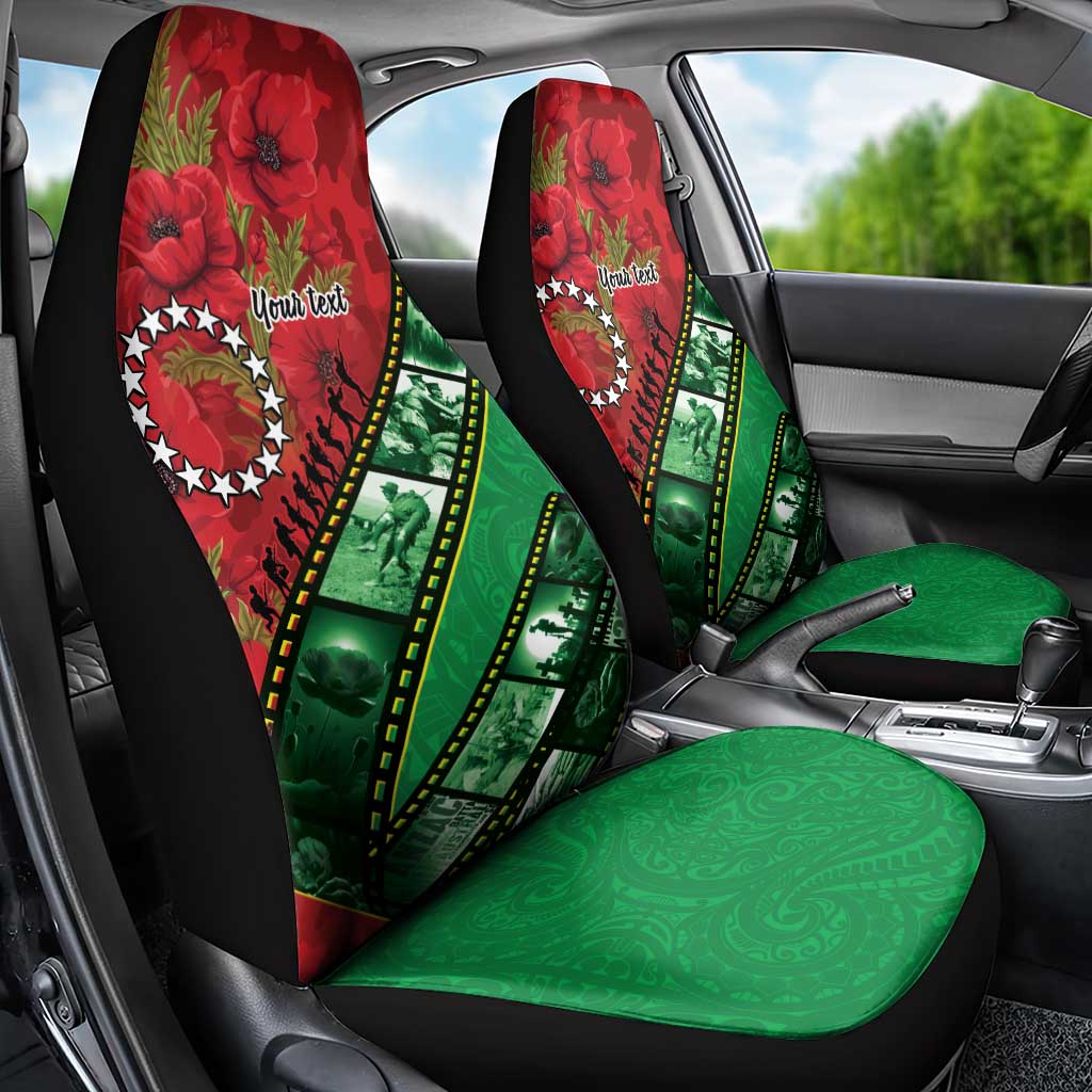 Personalised Cook Islands ANZAC 1915-2026 Filmstrip Car Seat Cover Lest We Forget 25 April LT9 - Polynesian Pride