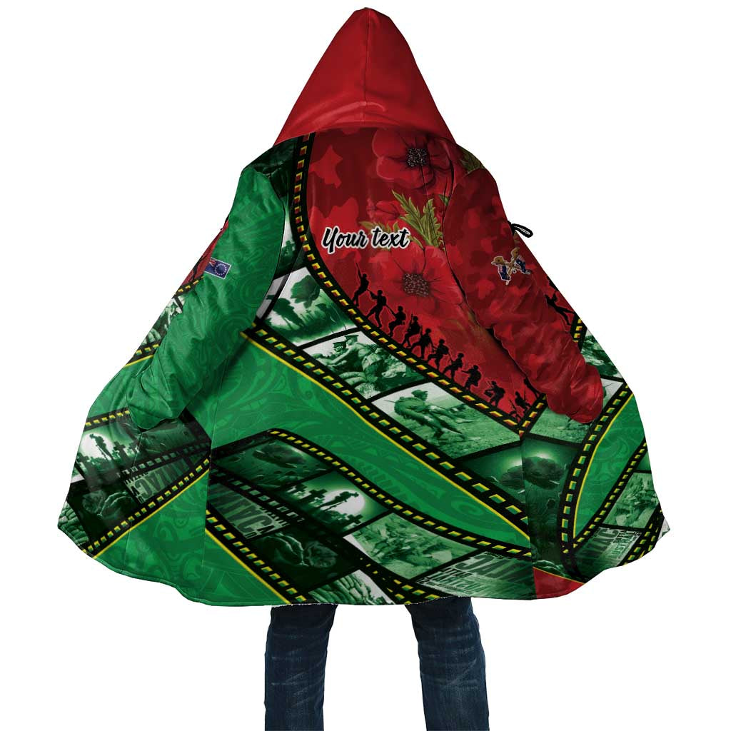 Personalised Cook Islands ANZAC 1915-2026 Filmstrip Cloak Lest We Forget 25 April LT9 Unisex Green - Polynesian Pride