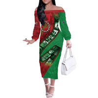Personalised Cook Islands ANZAC 1915-2026 Filmstrip Family Matching Off The Shoulder Long Sleeve Dress and Hawaiian Shirt Lest We Forget 25 April