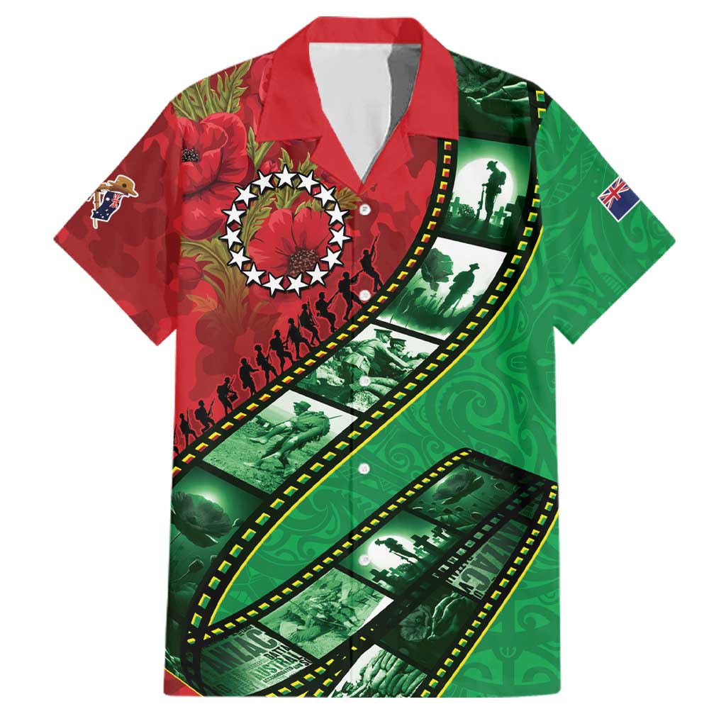 Personalised Cook Islands ANZAC 1915-2026 Filmstrip Family Matching Off Shoulder Maxi Dress and Hawaiian Shirt Lest We Forget 25 April