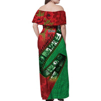 Personalised Cook Islands ANZAC 1915-2026 Filmstrip Family Matching Off Shoulder Maxi Dress and Hawaiian Shirt Lest We Forget 25 April