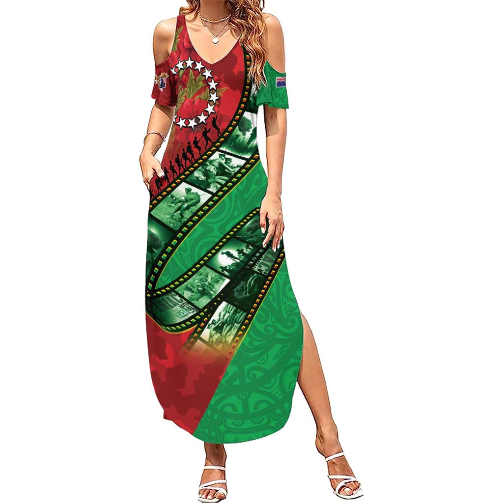 Personalised Cook Islands ANZAC 1915-2026 Filmstrip Family Matching Summer Maxi Dress and Hawaiian Shirt Lest We Forget 25 April
