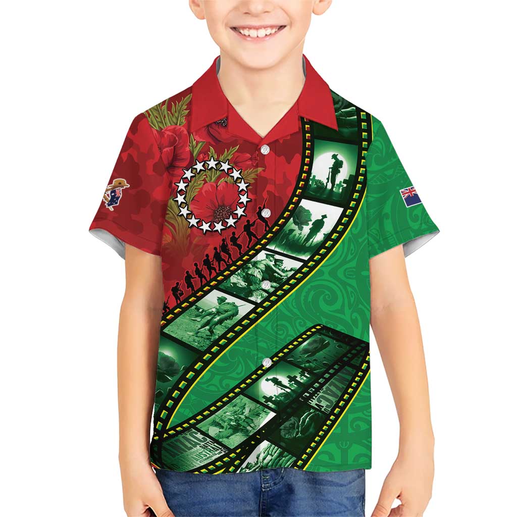 Personalised Cook Islands ANZAC 1915-2026 Filmstrip Family Matching Summer Maxi Dress and Hawaiian Shirt Lest We Forget 25 April