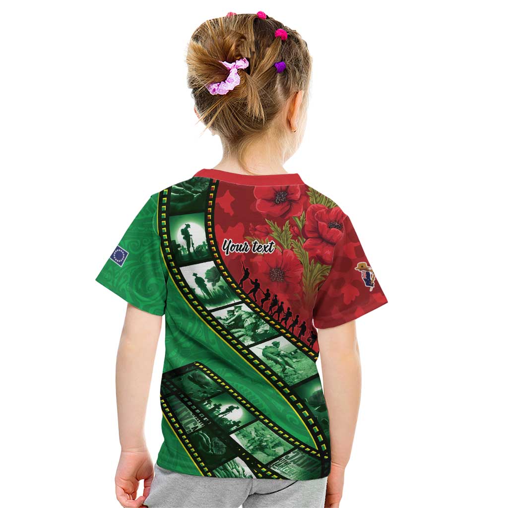 Personalised Cook Islands ANZAC 1915-2026 Filmstrip Kid T Shirt Lest We Forget 25 April LT9 - Polynesian Pride