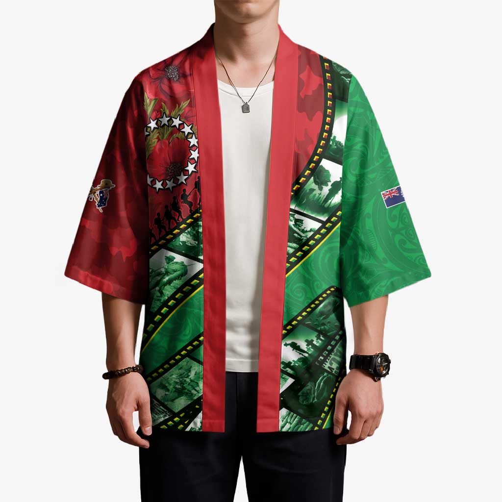 Personalised Cook Islands ANZAC 1915-2026 Filmstrip Kimono Lest We Forget 25 April LT9 - Polynesian Pride
