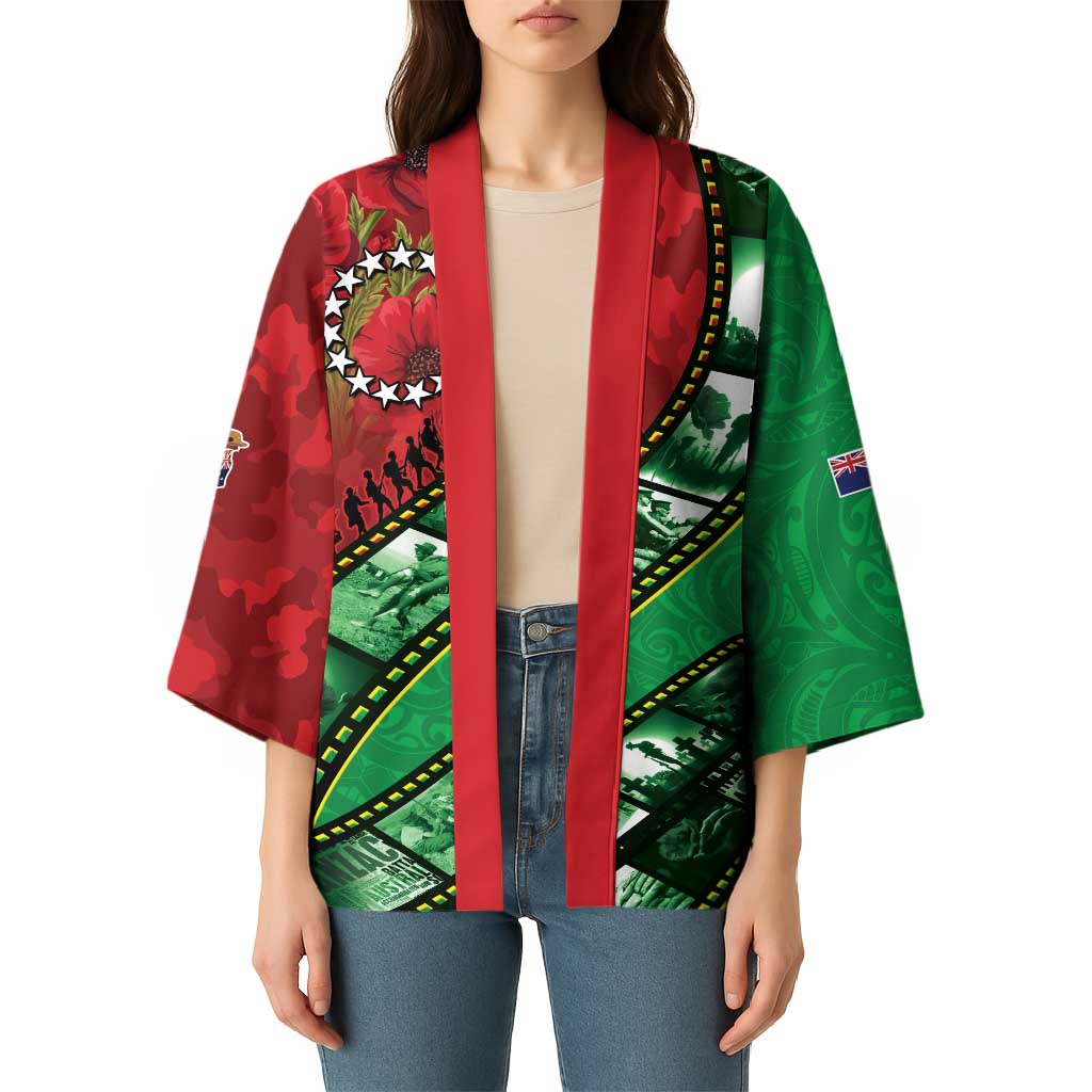 Personalised Cook Islands ANZAC 1915-2026 Filmstrip Kimono Lest We Forget 25 April LT9 - Polynesian Pride