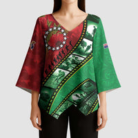 Personalised Cook Islands ANZAC 1915-2026 Filmstrip Kimono Sleeve Blouse Lest We Forget 25 April