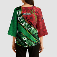 Personalised Cook Islands ANZAC 1915-2026 Filmstrip Kimono Sleeve Blouse Lest We Forget 25 April