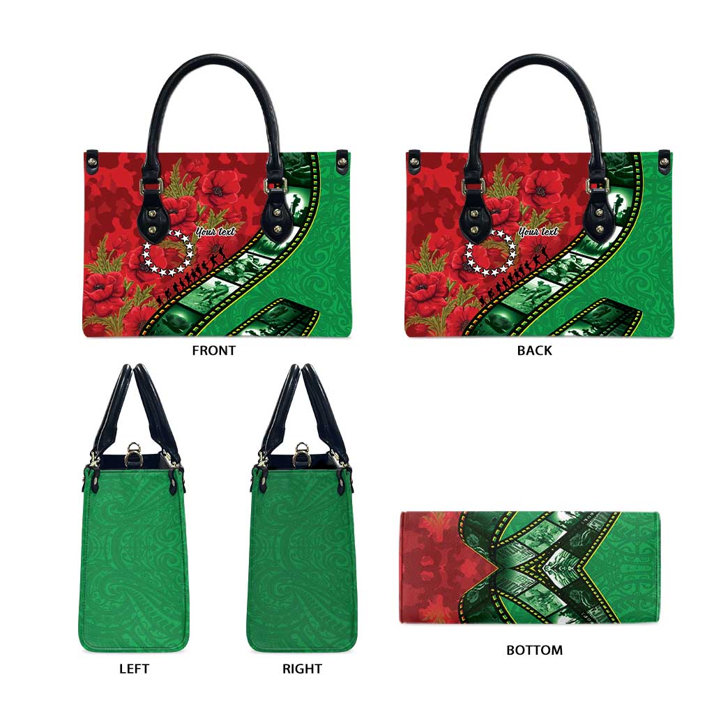 Personalised Cook Islands ANZAC 1915-2026 Filmstrip Leather Bag Lest We Forget 25 April LT9 - Polynesian Pride