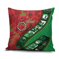 Personalised Cook Islands ANZAC 1915-2026 Filmstrip Pillow Cover Lest We Forget 25 April LT9 Green - Polynesian Pride