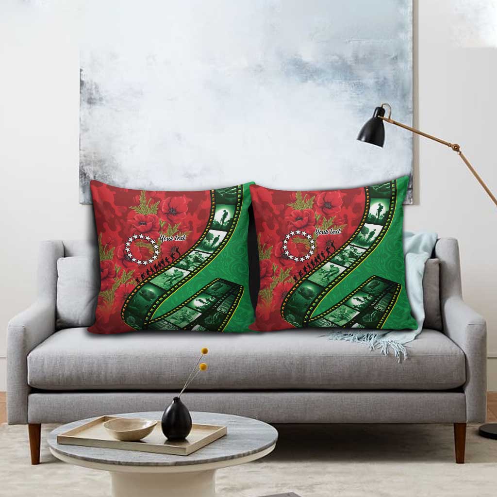 Personalised Cook Islands ANZAC 1915-2026 Filmstrip Pillow Cover Lest We Forget 25 April LT9 - Polynesian Pride