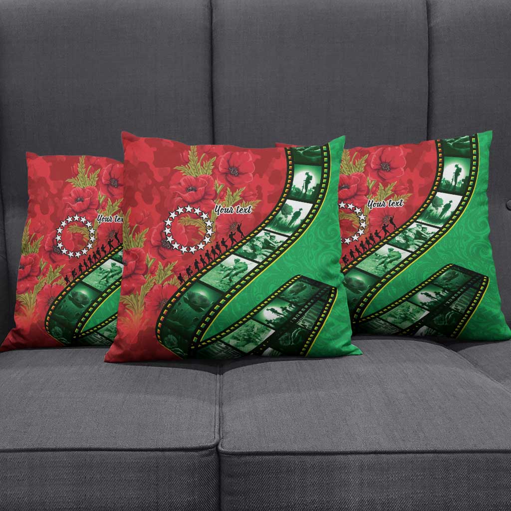 Personalised Cook Islands ANZAC 1915-2026 Filmstrip Pillow Cover Lest We Forget 25 April LT9 - Polynesian Pride