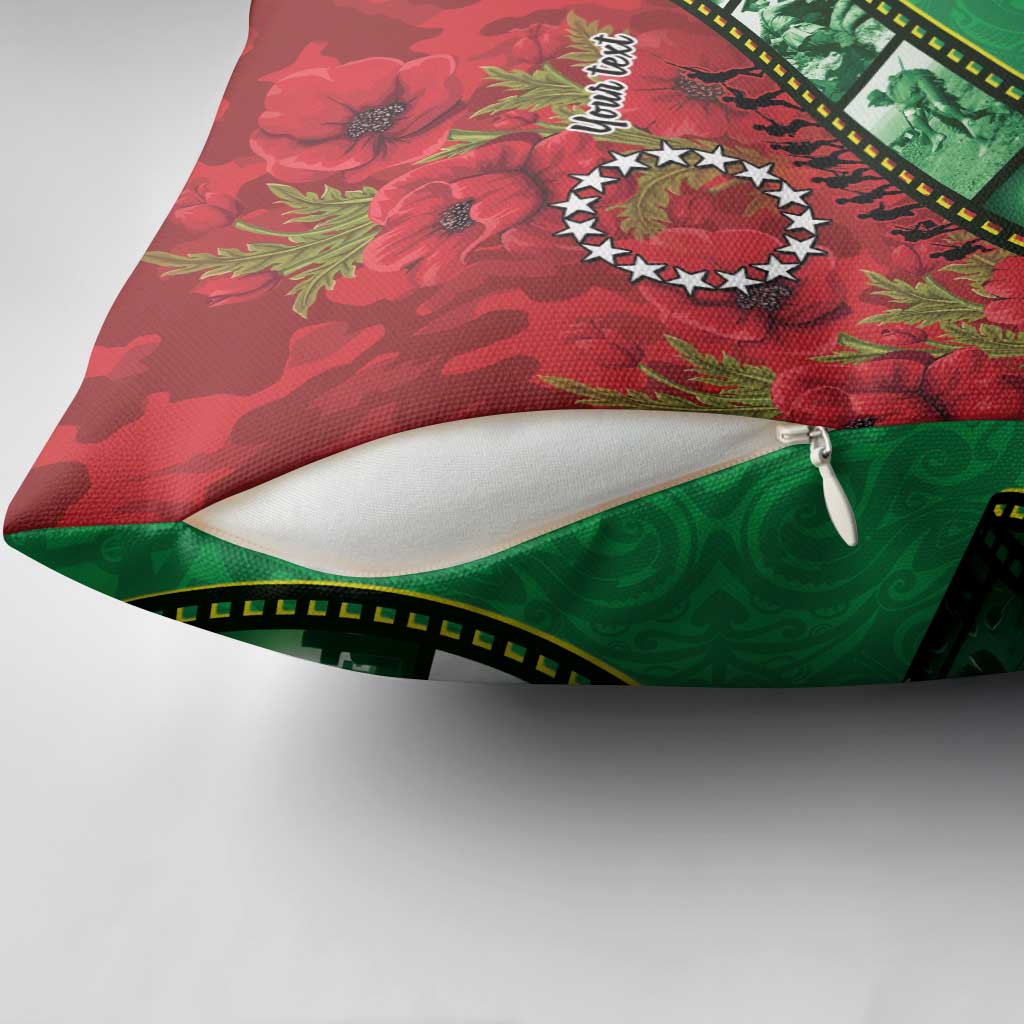 Personalised Cook Islands ANZAC 1915-2026 Filmstrip Pillow Cover Lest We Forget 25 April LT9 - Polynesian Pride