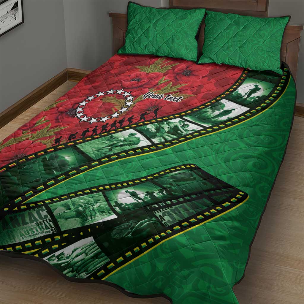 Personalised Cook Islands ANZAC 1915-2026 Filmstrip Quilt Bed Set Lest We Forget 25 April LT9 - Polynesian Pride