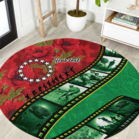 Personalised Cook Islands ANZAC 1915-2026 Filmstrip Round Carpet Lest We Forget 25 April LT9 Green - Polynesian Pride