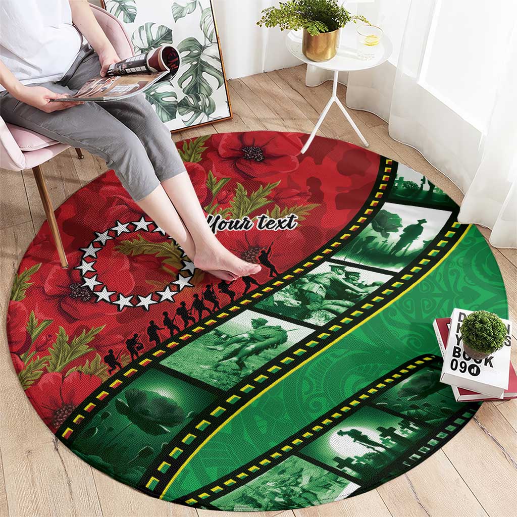Personalised Cook Islands ANZAC 1915-2026 Filmstrip Round Carpet Lest We Forget 25 April LT9 - Polynesian Pride