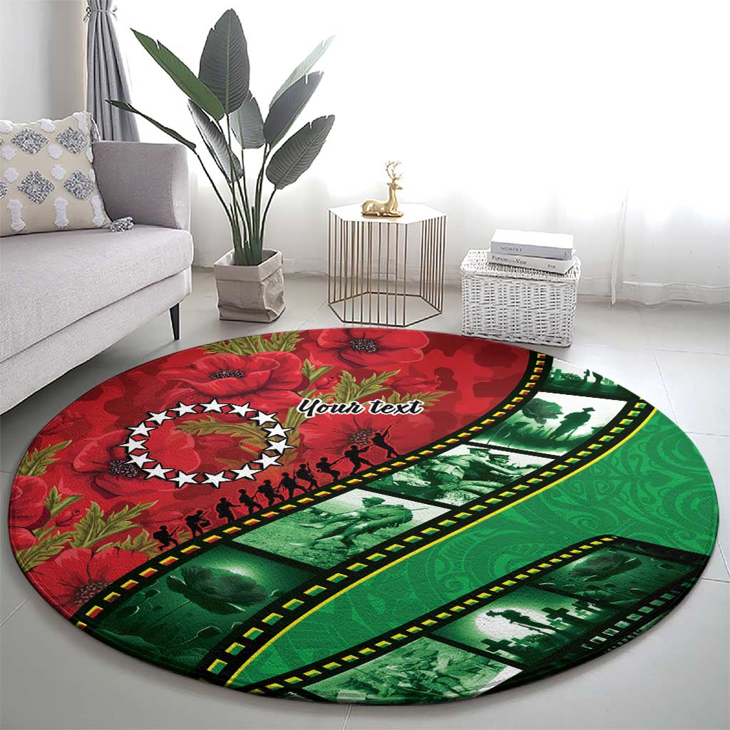 Personalised Cook Islands ANZAC 1915-2026 Filmstrip Round Carpet Lest We Forget 25 April LT9 - Polynesian Pride