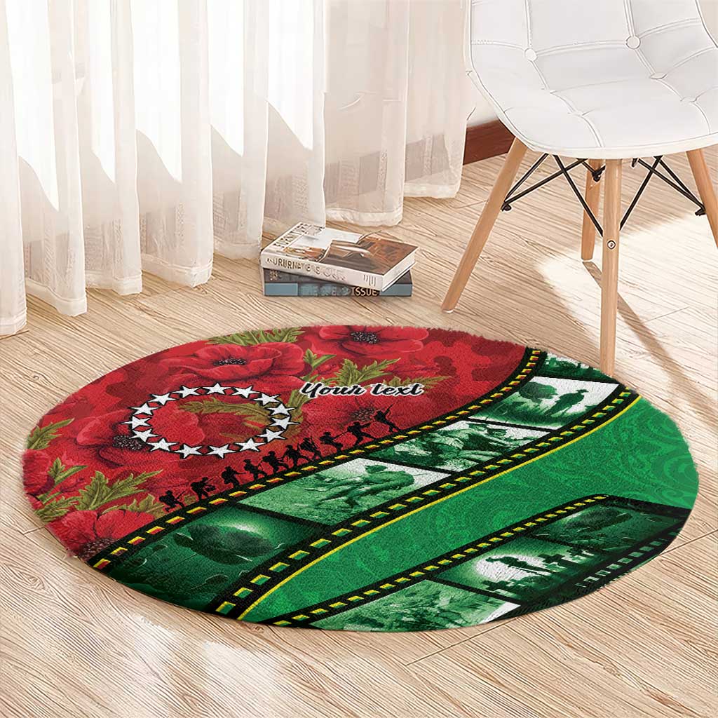 Personalised Cook Islands ANZAC 1915-2026 Filmstrip Round Carpet Lest We Forget 25 April LT9 - Polynesian Pride