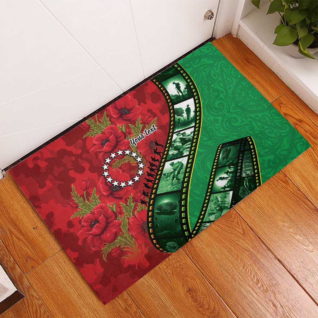 Personalised Cook Islands ANZAC 1915-2026 Filmstrip Rubber Doormat Lest We Forget 25 April LT9 - Polynesian Pride