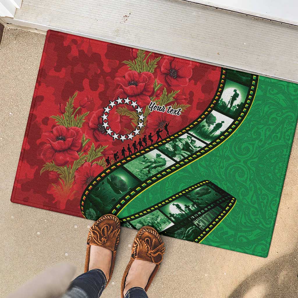 Personalised Cook Islands ANZAC 1915-2026 Filmstrip Rubber Doormat Lest We Forget 25 April LT9 - Polynesian Pride