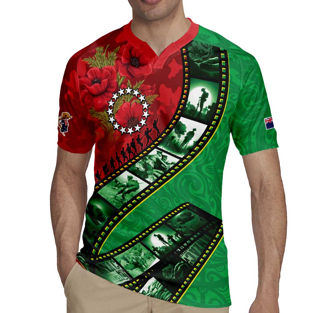 Personalised Cook Islands ANZAC 1915-2026 Filmstrip Rugby Jersey Lest We Forget 25 April LT9 - Polynesian Pride