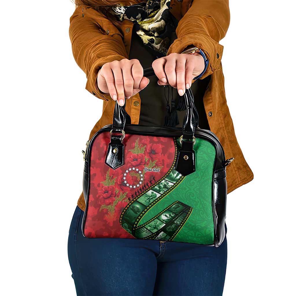Personalised Cook Islands ANZAC 1915-2026 Filmstrip Shoulder Handbag Lest We Forget 25 April LT9 One Size Green - Polynesian Pride