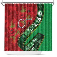 Personalised Cook Islands ANZAC 1915-2026 Filmstrip Shower Curtain Lest We Forget 25 April LT9 Green - Polynesian Pride