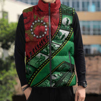 Personalised Cook Islands ANZAC 1915-2026 Filmstrip Sleeveless Puffer Jacket Lest We Forget 25 April