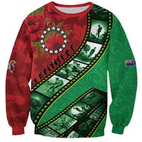 Personalised Cook Islands ANZAC 1915-2026 Filmstrip Sweatshirt Lest We Forget 25 April LT9 Unisex Green - Polynesian Pride
