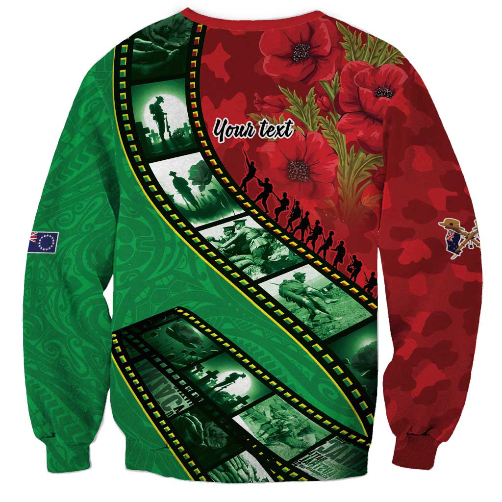 Personalised Cook Islands ANZAC 1915-2026 Filmstrip Sweatshirt Lest We Forget 25 April LT9 - Polynesian Pride