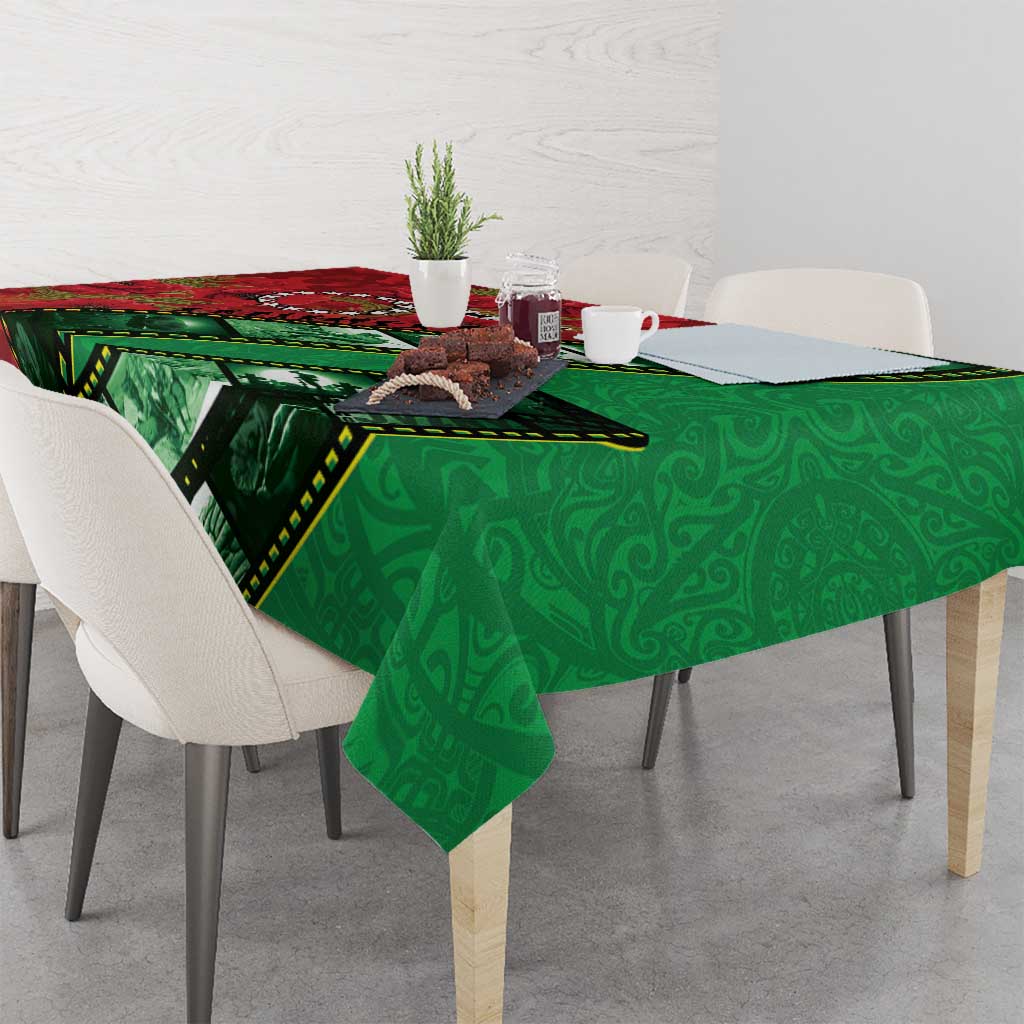 Personalised Cook Islands ANZAC 1915-2026 Filmstrip Tablecloth Lest We Forget 25 April LT9 - Polynesian Pride