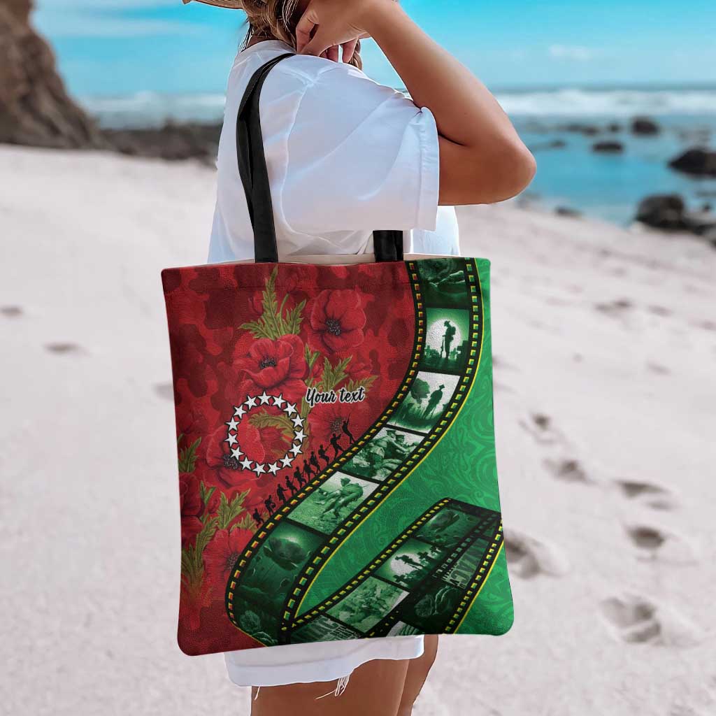 Personalised Cook Islands ANZAC 1915-2026 Filmstrip Tote Bag Lest We Forget 25 April LT9 - Polynesian Pride