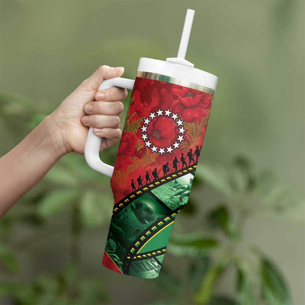 Personalised Cook Islands ANZAC 1915-2026 Filmstrip Tumbler With Handle Lest We Forget 25 April
